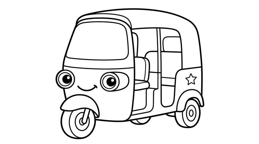 Auto Rickshaw line art