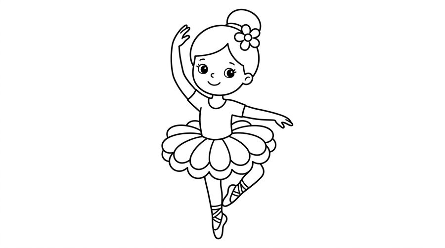 Ballerina Girl line art