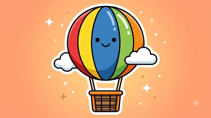 Hot Air Balloon coloured