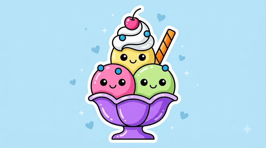 Ice Cream Sundae coloured
