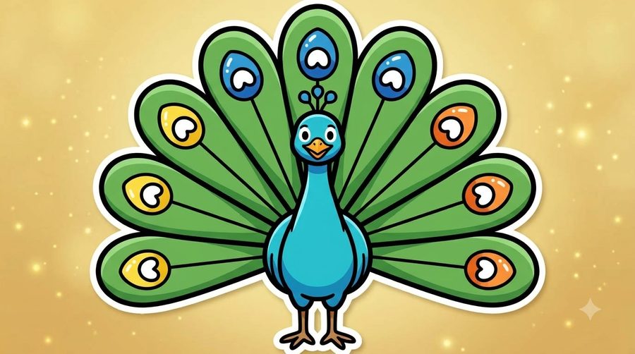 Peacock coloured