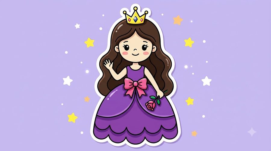 Princess with Rose coloured