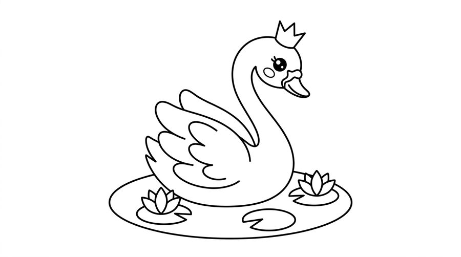 Baby Swan line art